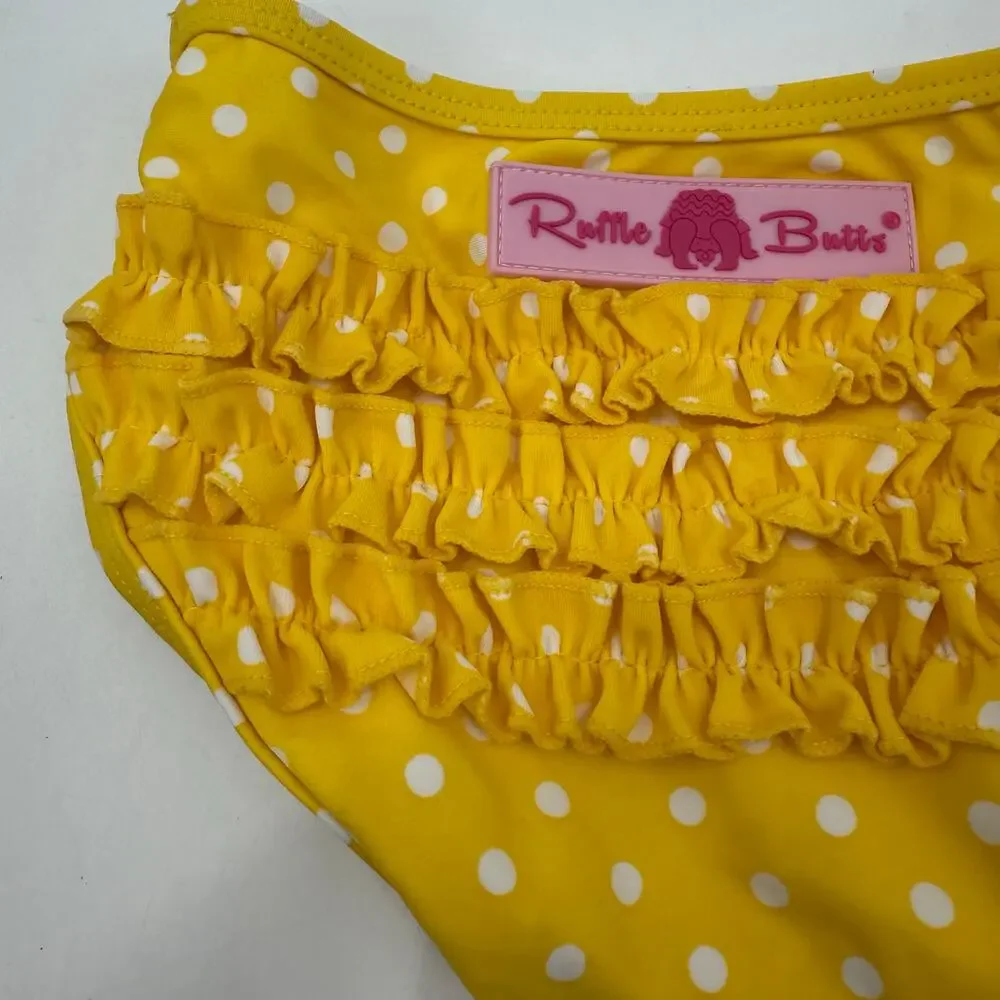 Ruffle Butts Bikini Bottoms Size 6-12 Months Baby Girl Yellow Polka Dot Swim